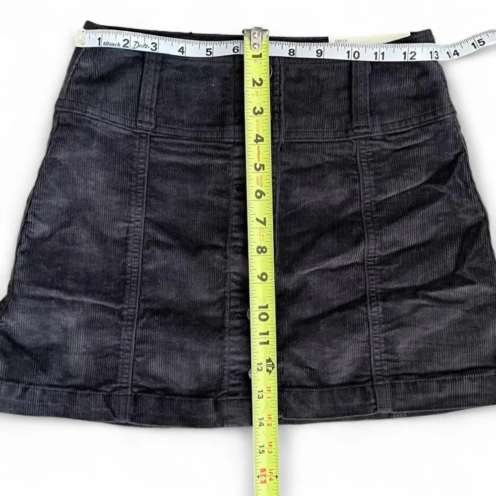 American Eagle Black Corduroy Mini Skirt Size 00 High Rise A-Line NWT